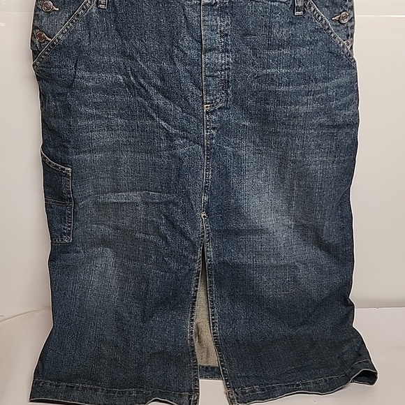 Cotton On Logan Blue Denim Overall Dress w/Front Slit Sz 12US Country Minimalist - Picture 4 of 13